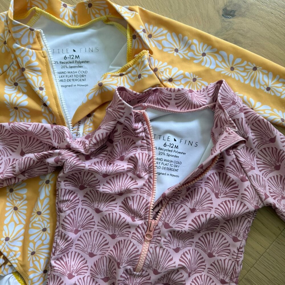 Little Fins Swimuit rashguard with ruffle